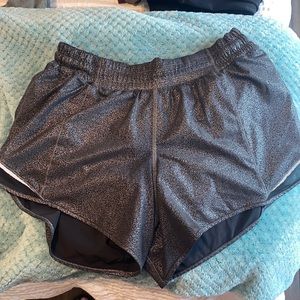 Black/metallic Lululemon shorts